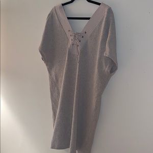 Zara beige lace-up sweater dress